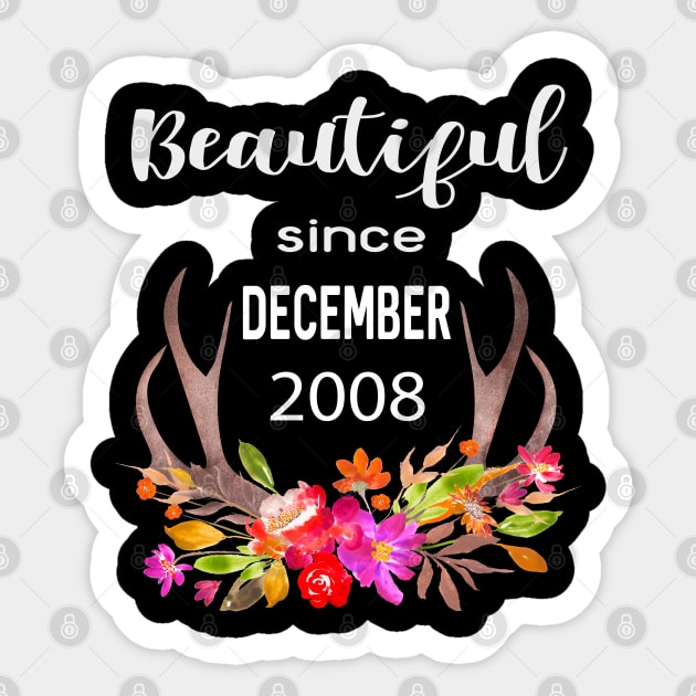 Deer Antler Elk Hunting Flower Horn Beautiful Since December 2008 Sticker by familycuteycom